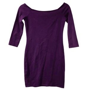 Forever 21 Women’s Knit Bodycon Plum Off The Shoulder Long Sleeve Dress Size S